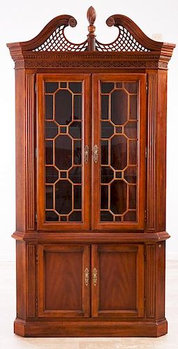 MAHOGANY GLASS FRONT CORNER CABINETMahogany