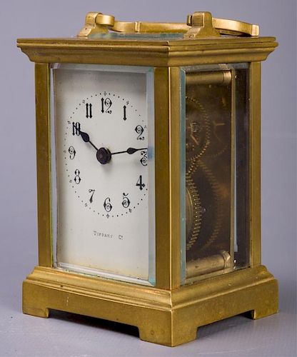 TIFFANY & CO. BRASS CARRIAGE CLOCKTurn