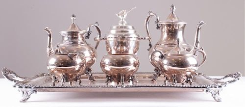 SEVEN PIECE SILVER PLATED TEA/COFFEE