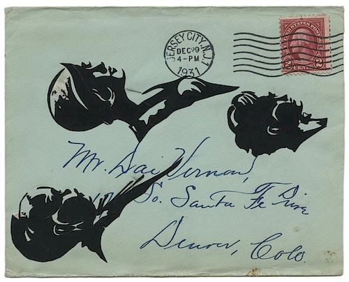 ENVELOPE ADDRESSED TO VERNON DECORATED 385d7e