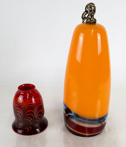 ART GLASS PENDANT AND SHADEMurano-style