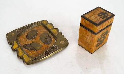 MIXED METAL TRAY COVERED BOX  3884d0