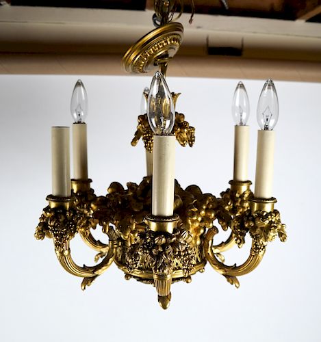 19TH C FRENCH BRONZE DORE CHANDELIERFine 3884f9