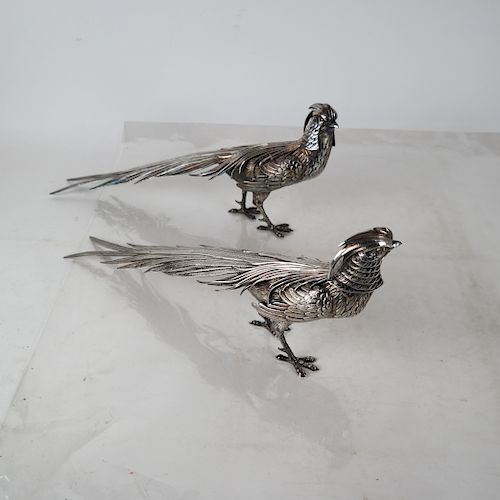 PAIR CONTINENTAL SILVER PLATE PHEASANTSPair 38853f