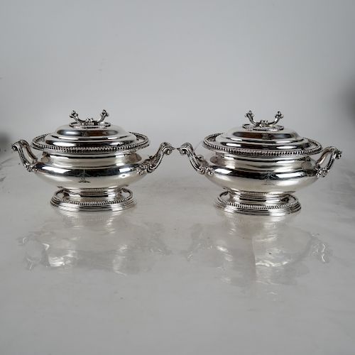 PAIR OF SILVER PLATE COVERED SERVING