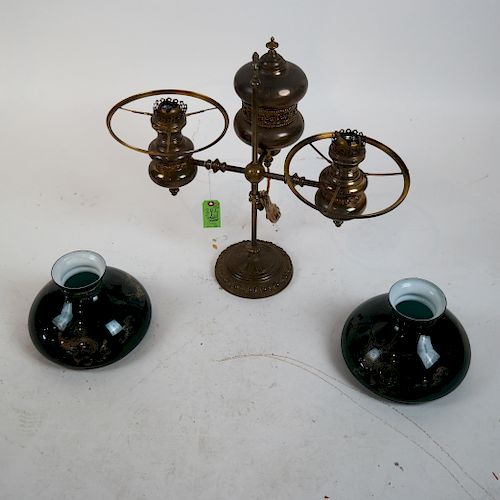 VICTORIAN STUDENT LAMP GREEN SHADESAn 38855b