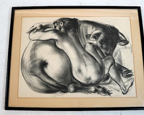 LITHOGRAPH NUDE WOMAN BULLLithograph 388586