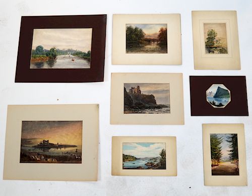 EIGHT 19TH C CONTINENTAL WATERCOLORSLot 388581