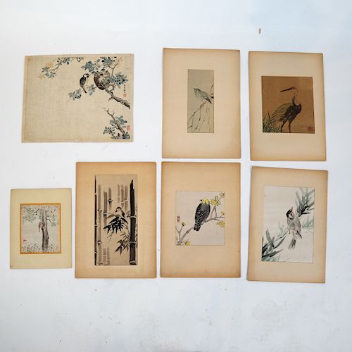 7 CHINESE BIRD THEMED WATERCOLORSLot 38858d