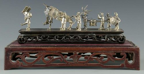 MINIATURE CHINESE EXPORT SILVER PROCESSION