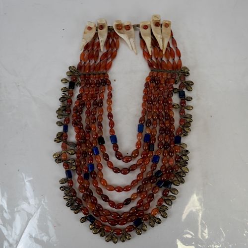 TRIBAL CARNELIAN AND BONE NECKLACETribal 38859d