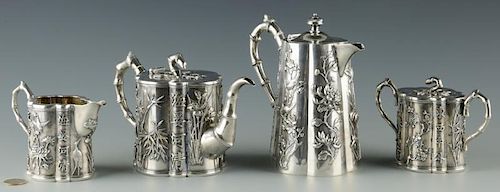 CHINESE EXPORT SILVER TEA SET,