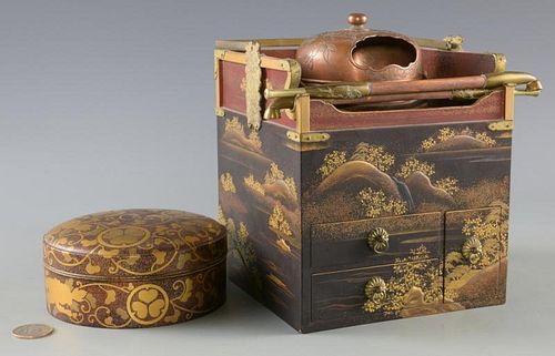 JAPANESE GOLD LACQUER TOBACCO BOX &