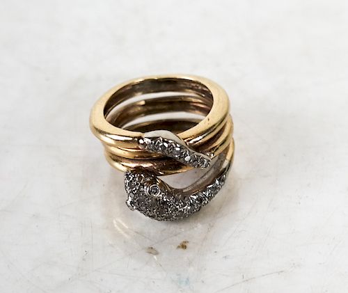 14K GOLD DIAMOND SNAKE RING 7.0