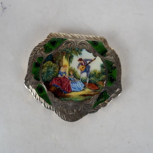 .800 SILVER & ENAMEL COMPACT &