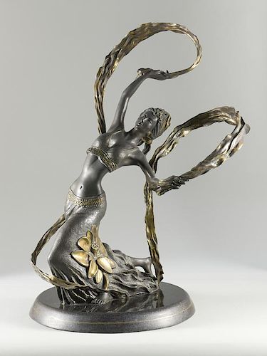 BRONZE RIBBON DANCER SCULPTURE,