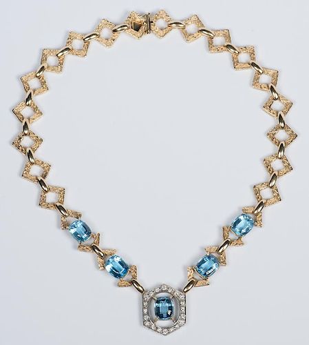 14K BLUE TOPAZ DIAMOND NECKLACE14K 3885e9