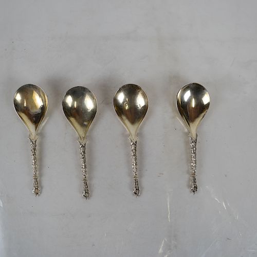 4 SILVER PLATE CADDY SPOONS WITH