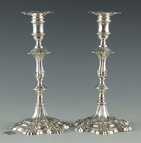 PR. GEO. III STERLING CANDLESTICKSPair