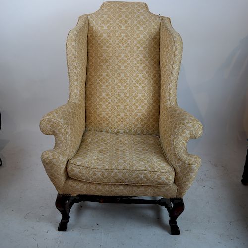 ANTIQUE AMERICAN WING CHAIR WITH