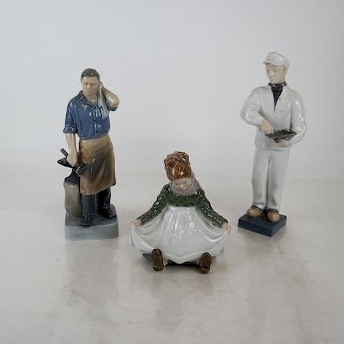 THREE ROYAL COPENHAGEN PORCELAIN SCULPTURESThree