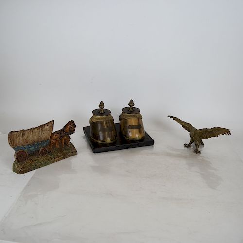 LOT OF THREE ITEMS BRONZE AND 388634