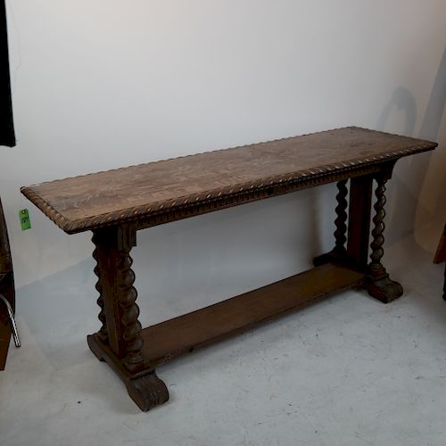 CARVED OAK TABLEQuarter-sawn oak console