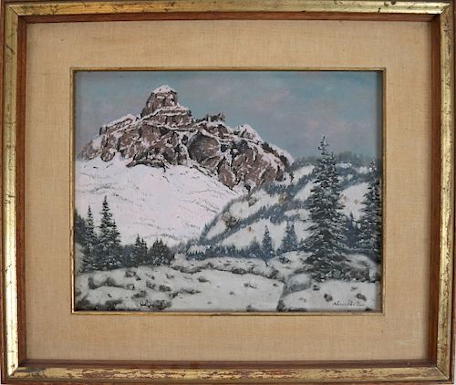 WINTER SCENE - OIL ON CANVAS, ILLEGIBLY