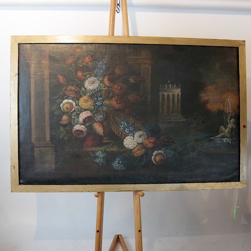 CLASSICAL GARDEN STILL LIFE OIL 3886cd