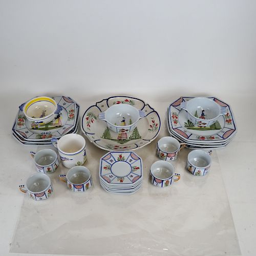 HENRIOT QUIMPER PARTIAL DINNERWARE,