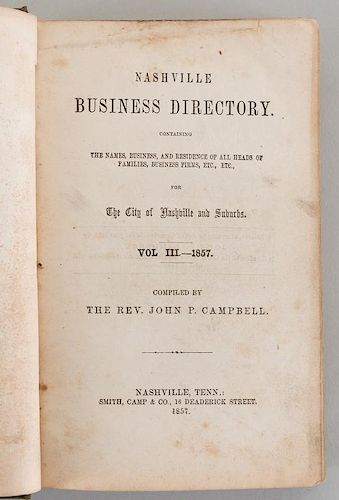 NASHVILLE 1857 BUSINESS DIRECTORYCampbell,