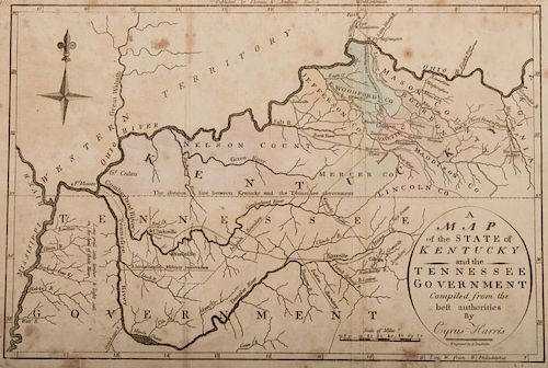 KENTUCKY AND TENNESSEE MAP, 1796