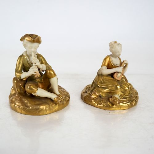 PAIR HADLEY ROYAL WORCESTER PEASANT 38874a