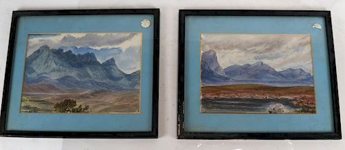PAIR OF MOUNTAINSCAPES WATERCOLORPair 388782