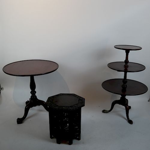 3 TABLES - ASIAN LOW, AMERICAN TILT-TOP,