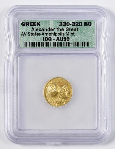 ALEXANDER THE GREAT AV STATER COIN,