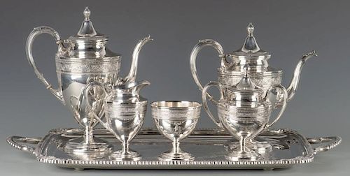 STERLING TEA SET, WEDGWOOD PATTERNSterling