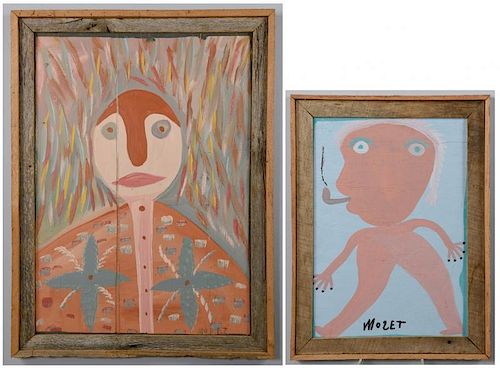 2 MOSE TOLLIVER FOLK ART PAINTINGSTwo