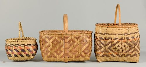 3 CHEROKEE RIVERCANE CARRYING BASKETS1st