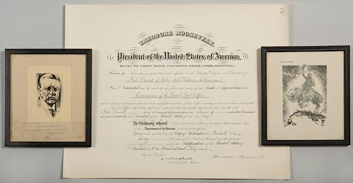 THEO. ROOSEVELT SIGNED DOCUMENT, PRINTS