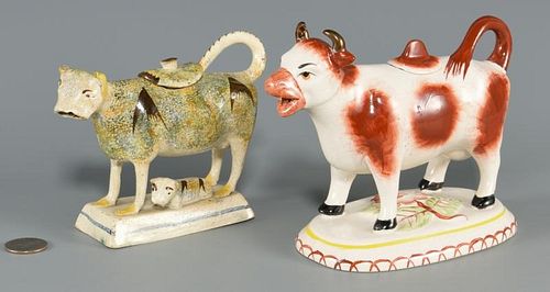 TWO STAFFORDSHIRE COW   3888cc