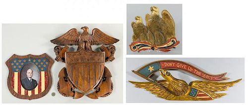 4 FOLK ART AMERICANA EAGLE ITEMS1st 3888df