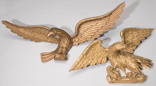 TWO CARVED AMERICAN GILT EAGLES1st 3888db
