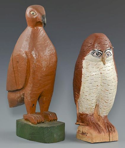 FOLK ART BIRD CARVINGS, SHIELDS