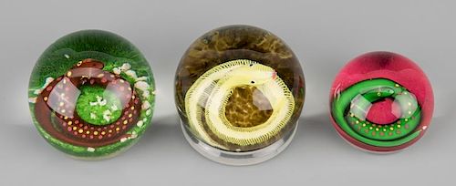 3 PAUL YSART PAPERWEIGHTS, COILED