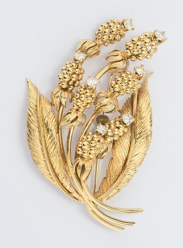 14K THISTLE BROOCH WITH DIAMONDS14K 388920