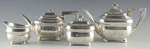 UNGER BROS. STERLING TEA SET, 4 PCS.Unger