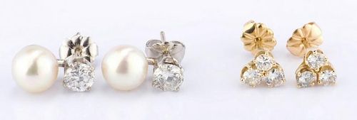 TWO PAIR DIAMOND EARRINGS1st pair  3889f8