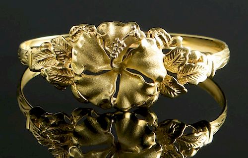 14K HIBISCUS BANGLE BRACELET14K 3889f5