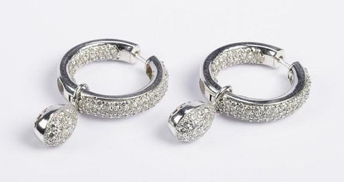 DIAMOND HOOP EARRINGS WITH DROPS,